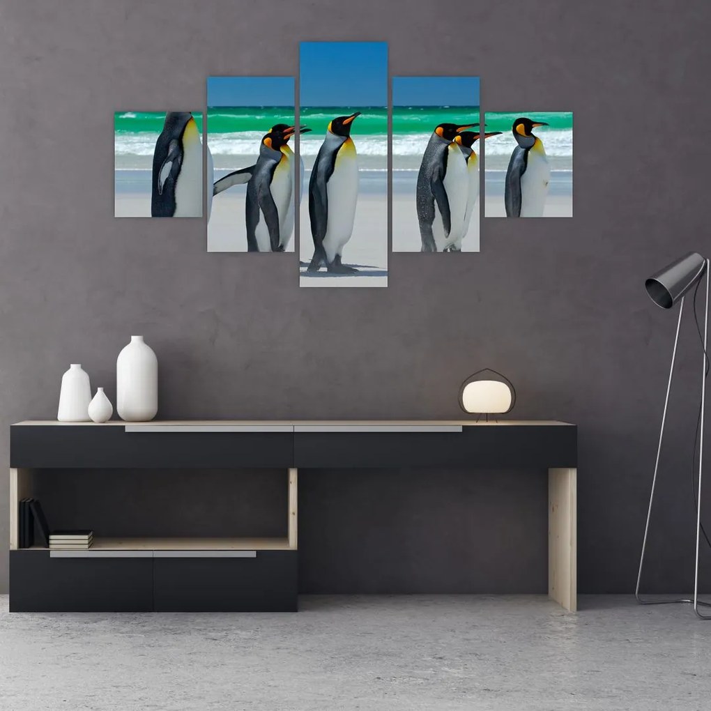 Obraz - Grupa Pingwinów królewskich (125x70 cm)