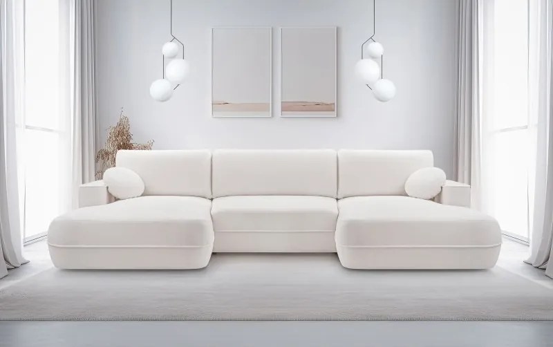 Narożnik FUEGO XL wolnostojący układ U z funkcją spania w tkaninie Bubble 01 DomoHome