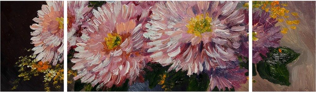Obraz - Obraz olejny, Kwiaty w wazonie (170x50 cm)