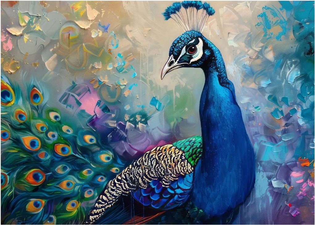 Obraz - Malowanie pawia (70x50 cm)