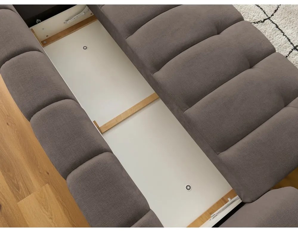 Szarobrązowa rozkładana/ze schowkiem sofa 251 cm Fuji – Bobochic Paris
