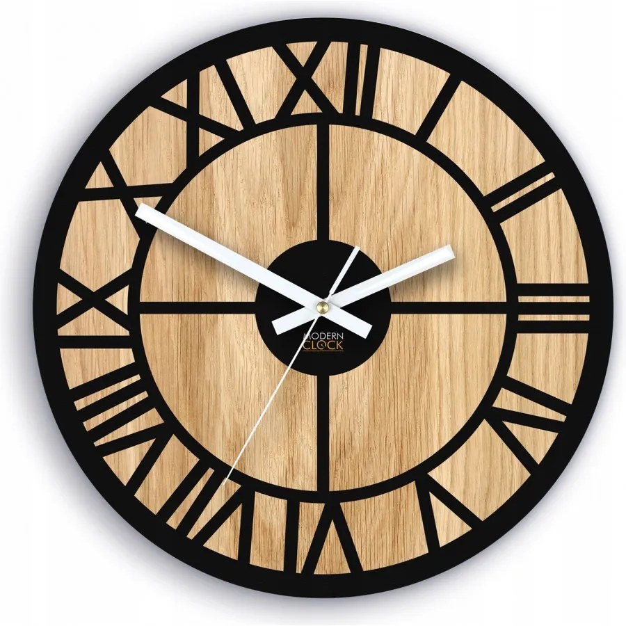 Zegar na ścianę nowoczesny drewniany z cichym mechanizmem okrągły solidny
