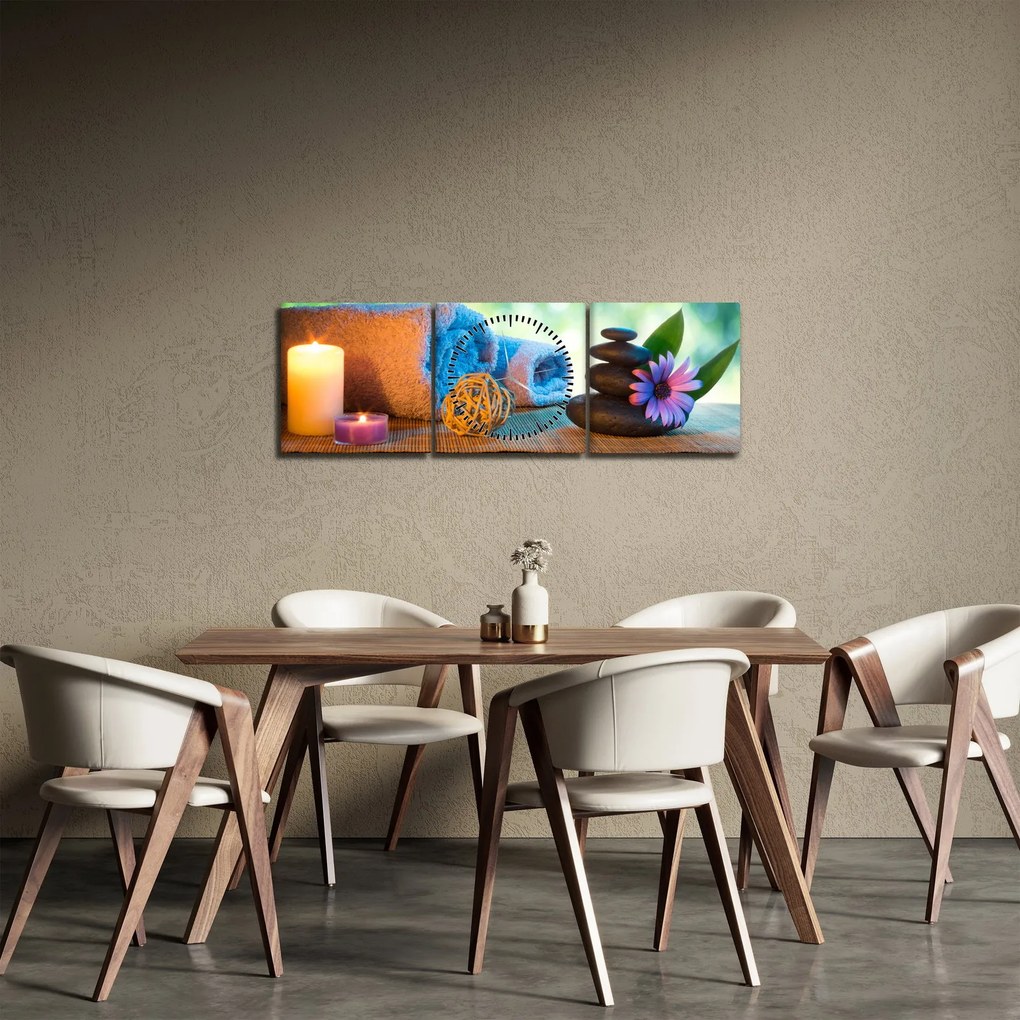Obraz - Relaksujący masaż malarski (z zegarem) (90x30 cm)