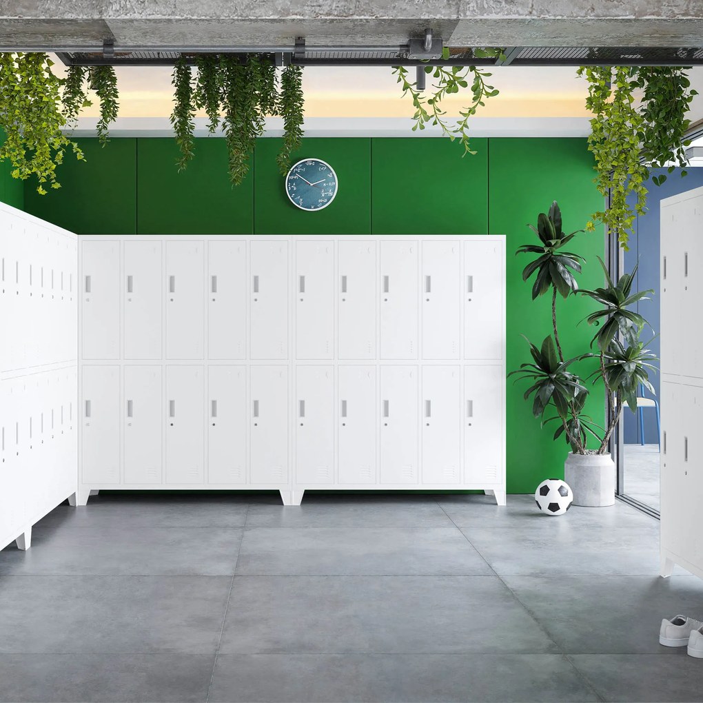 Szafa socjalna BHP ubraniowa 10-drzwiowa biała: BARTEK 1360 x 1720 x 450 mm