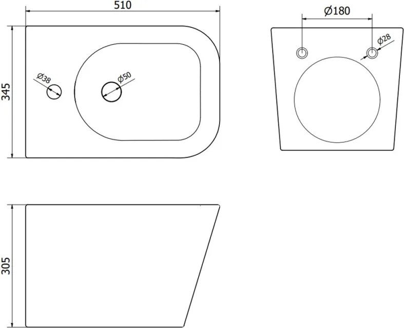 Mexen Teo bidet wiszący, biały - 35855100