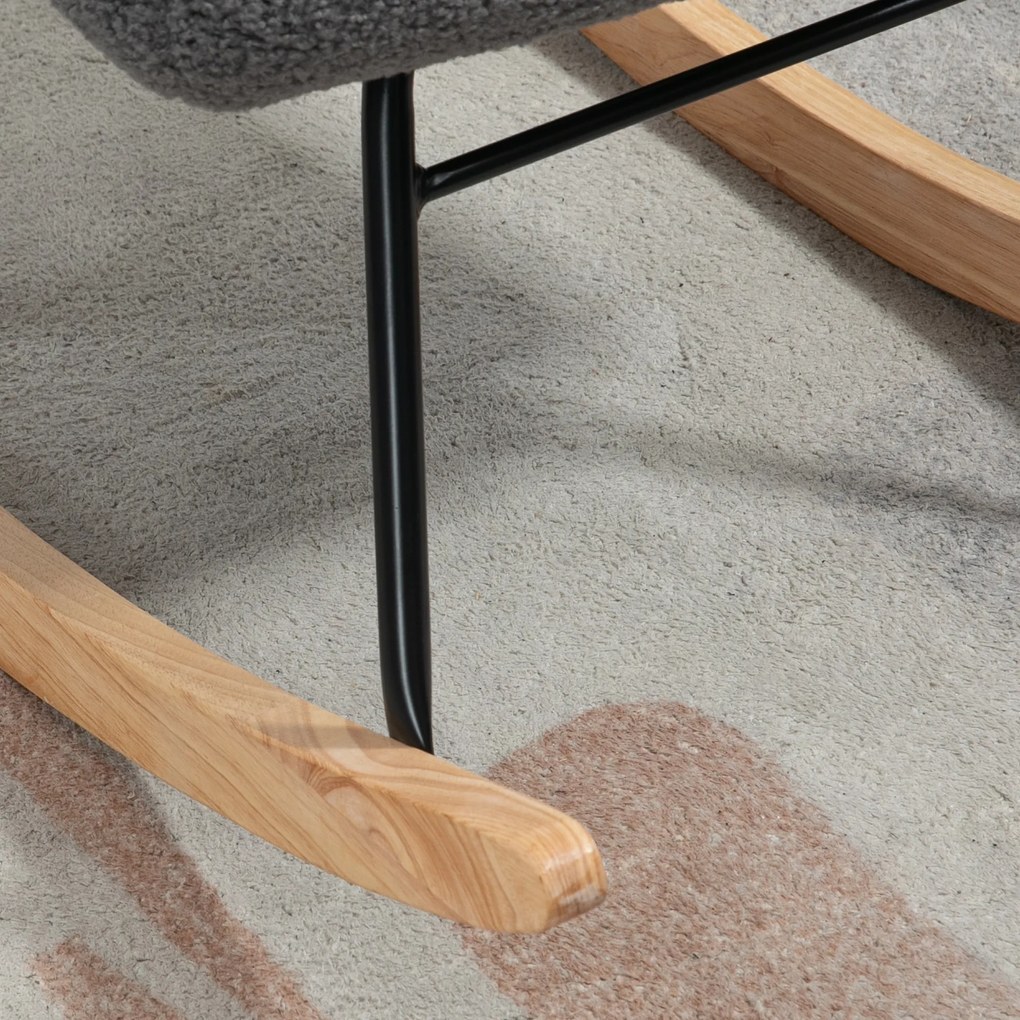 HOMCOM Fotel na biegunach Funkcja swing Łatwe czyszczenie Maksymalny udźwig 120 kg, poliester, kolor ciemnoszary | Aosom PL