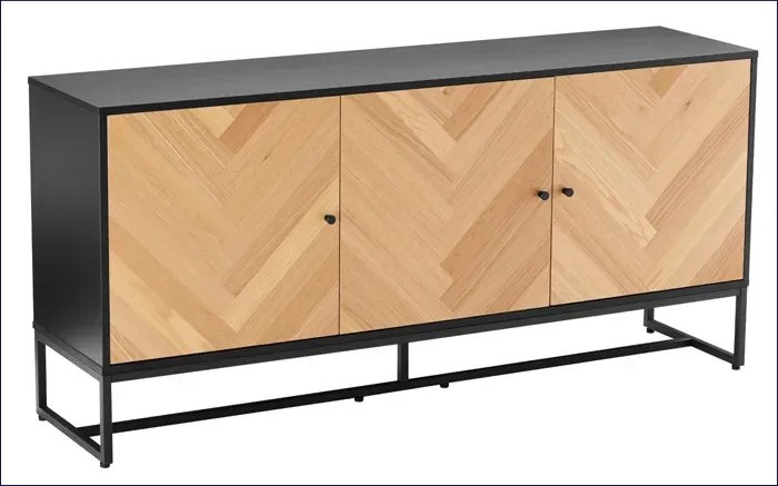 Industrialna komoda na nóżkach z wzorem w jodełkę P1-S02