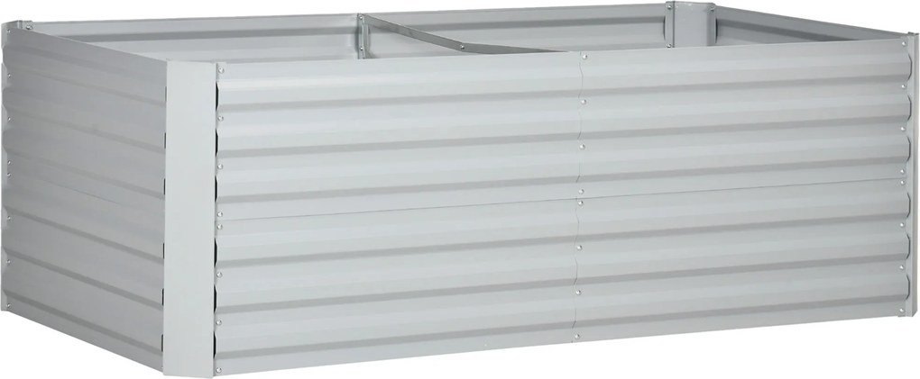 Outsunny Skrzynka na rośliny, Przenośna grządka do sadzenia, pielęgnacji roślin, Wysoki grząd, Stal, Jasnoszary
