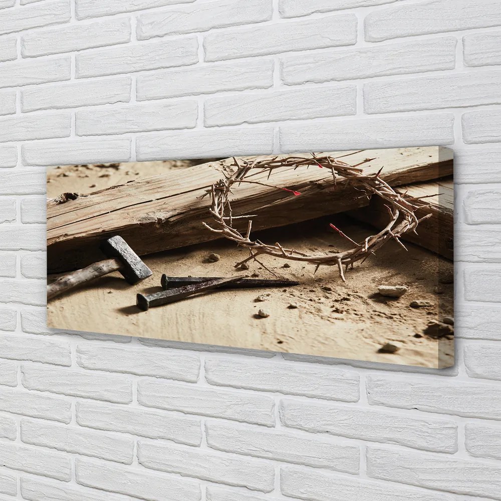 Zdjęcie na płótnie Krzyż, Ciernie i Młotek