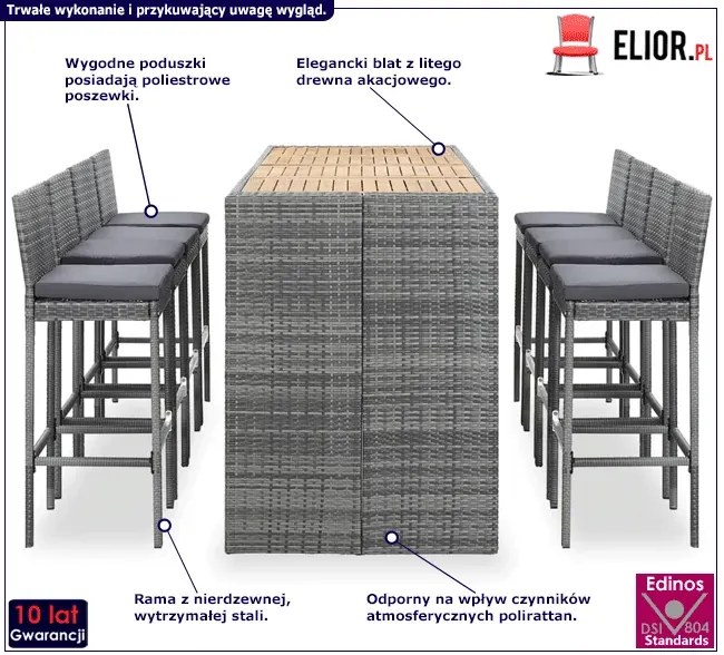 Zestaw szarych mebli ogrodowych C0-A70