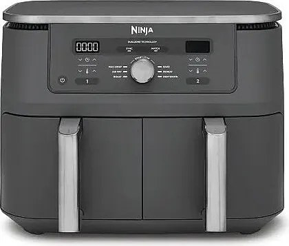 Frytkownica na gorące powietrze Ninja DZ400EU podwójna 9,5 L 2470 W szara z pokrętłami