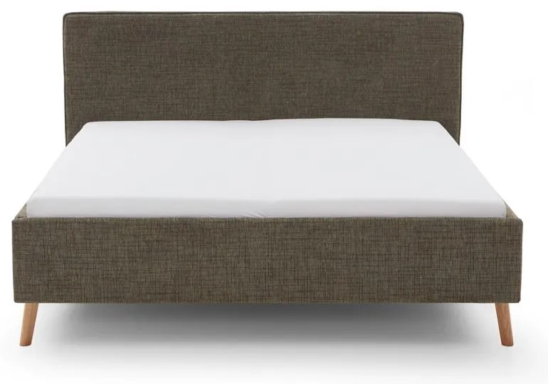 Ciemnozielone tapicerowane łóżko dwuosobowe ze schowkiem i stelażem 160x200 cm Riva – Meise Möbel