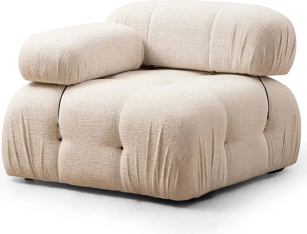 Elegancki fotel 1-osobowy, kolor kremowy, 95x95x75 cm | Konstrukcja z drewna bukowego i płyty wiórowej, 100% poliester, zdejmowane oparcie i podłokietniki | Idealny