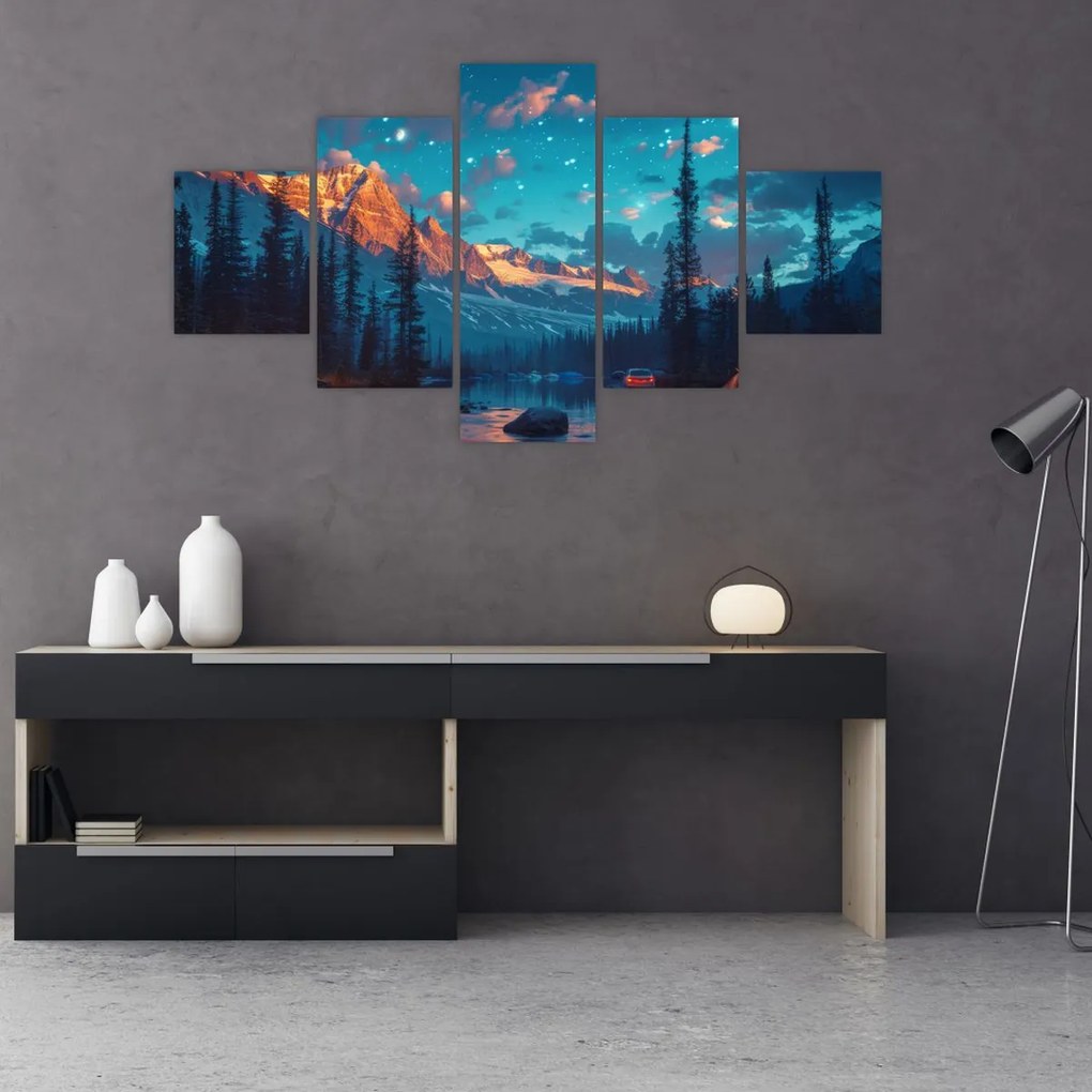 Obraz - Kemping w górach (125x70 cm)