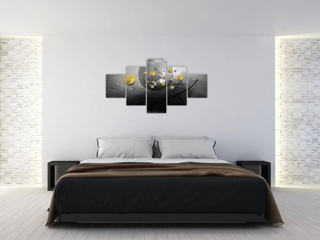 Obraz złotych abstrakcyjnych kul (125x70 cm)