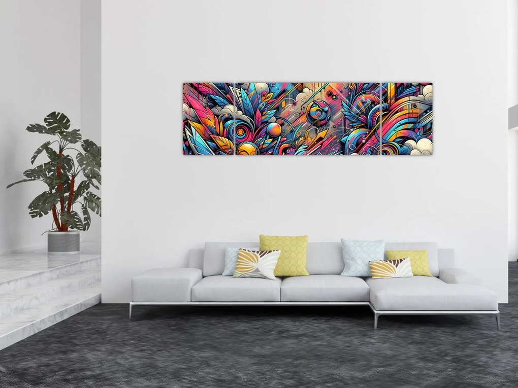Obraz - Kolorowe graffiti (170x50 cm)