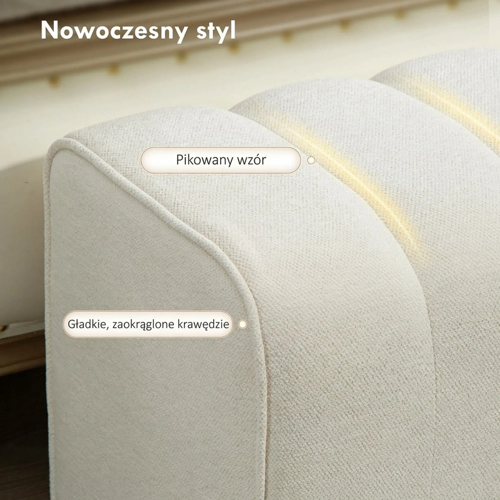 Nowoczesna ławka tapicerowana HOMCOM 110×40×44 cm — kremowa, obicie lnopodobne, udźwig 220 kg