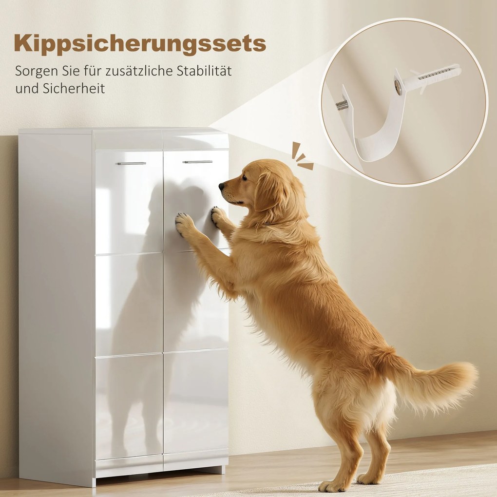 HOMCOM Szafka na buty w wysokim połysku, przechowywanie butów z regulowanymi półkami do przedpokoju, miejsce na 10 par, biały | Aosom PL