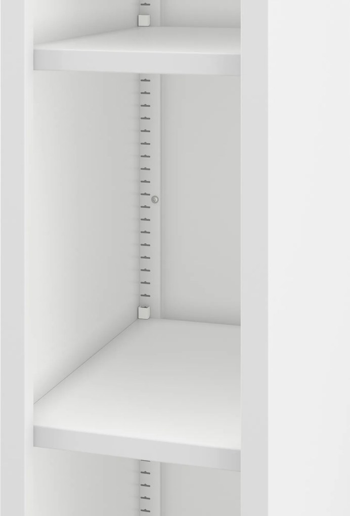 Regał metalowy wąski, archiwizacyjny na dokumenty biały: TIM 250 x 1950 x 600 mm