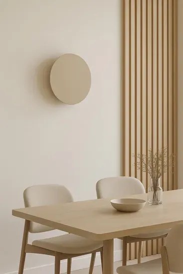 Kinkiet w kształcie koła 25 cm beżowy metalowy E3-B30