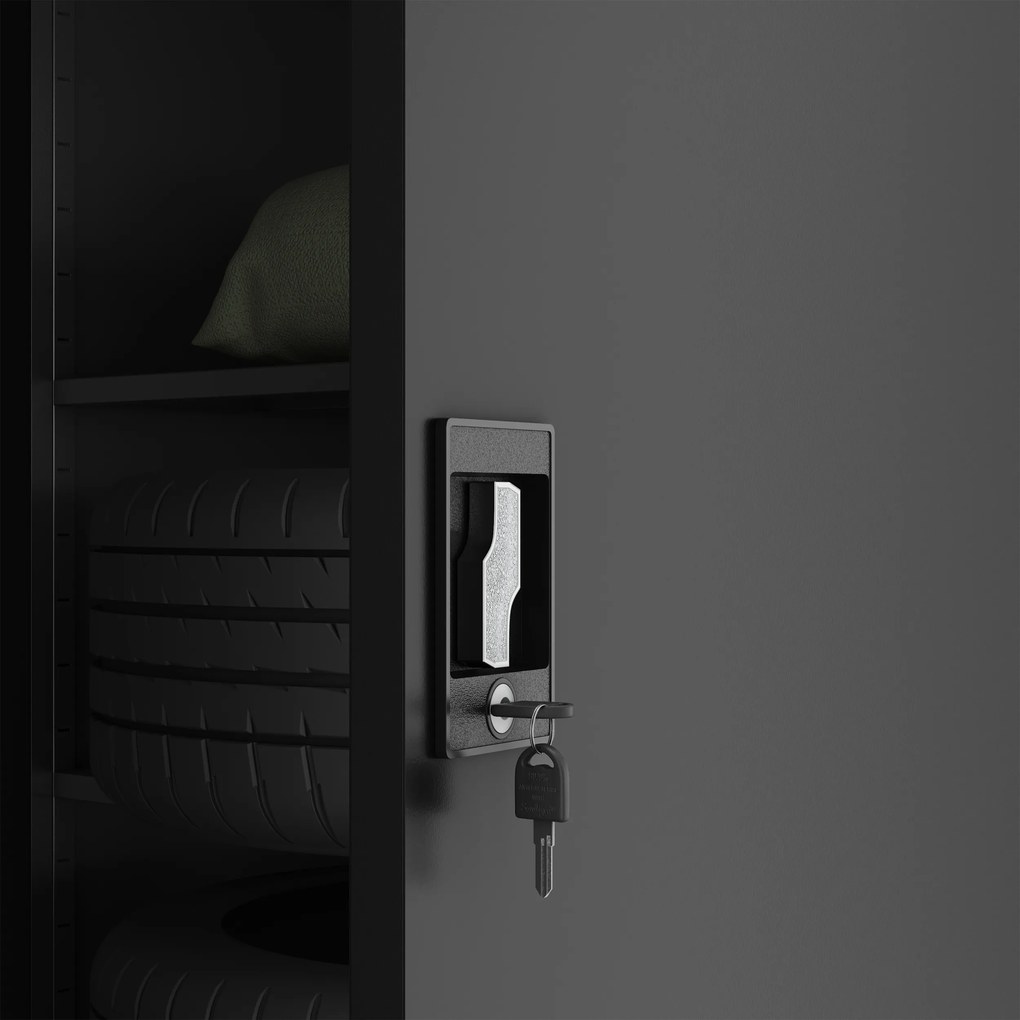 Szafa metalowa do garażu GEORGE, 2250 x 2100 x 900 mm, czarna