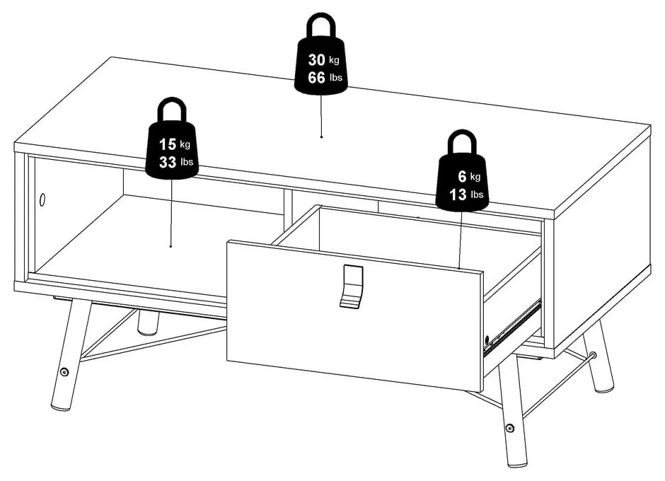 Ciemnobrązowy stolik 48x102 cm Ry – Tvilum