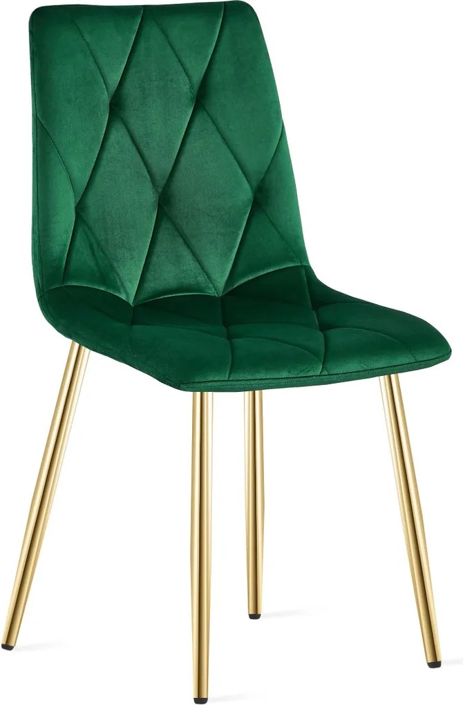 Zielone krzesło do kuchni LIBRA aksamitne ze złotymi nogami