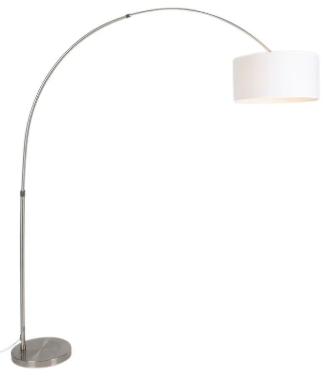 Luk Lampa łukowa stalowy abażur z tkaniny biały 50/50/25 regulowany - XXL Nowoczesny Oswietlenie wewnetrzne