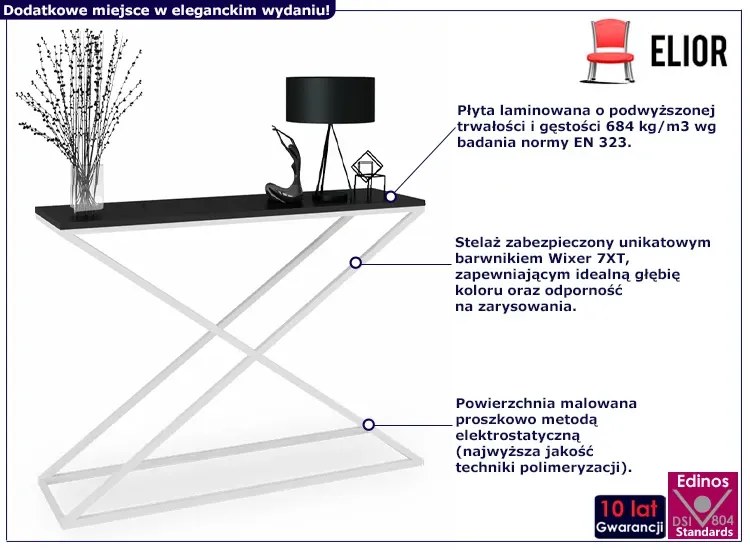 Wąska konsola w nowoczesnym stylu biały + czarny - Logan 5X