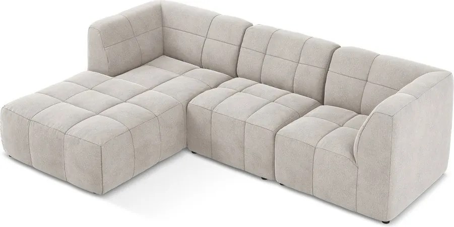 Beżowy aksamitny narożnik (lewostronny/z szezlongiem) Aloha – Makamii