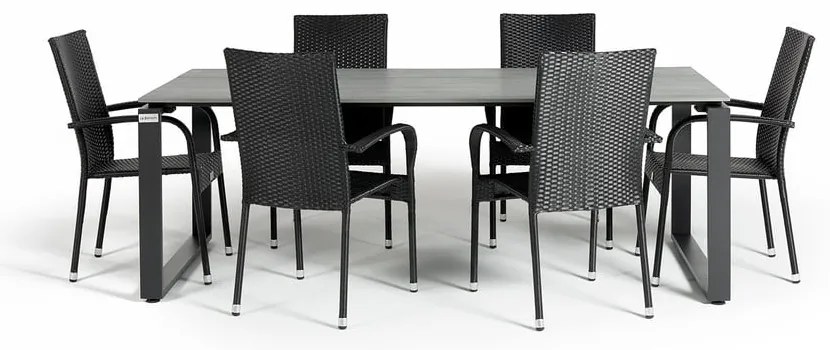 Szary zestaw mebli ogrodowych z 6 krzesłami Le Bonom Paris Strong