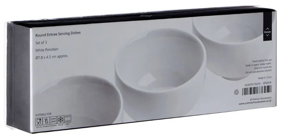 Białe porcelanowe miski do serwowania zestaw 3 szt. ø 8 cm Entree – Premier Housewares