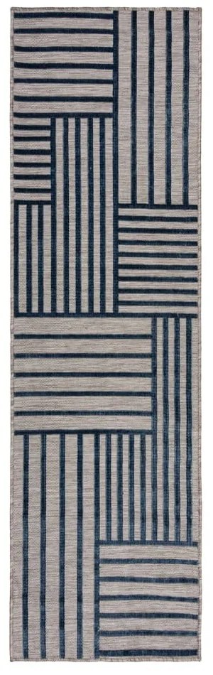 Ciemnoniebieski dywan odpowiedni na zewnątrz 66x230 cm Vigo Blocks – Flair Rugs