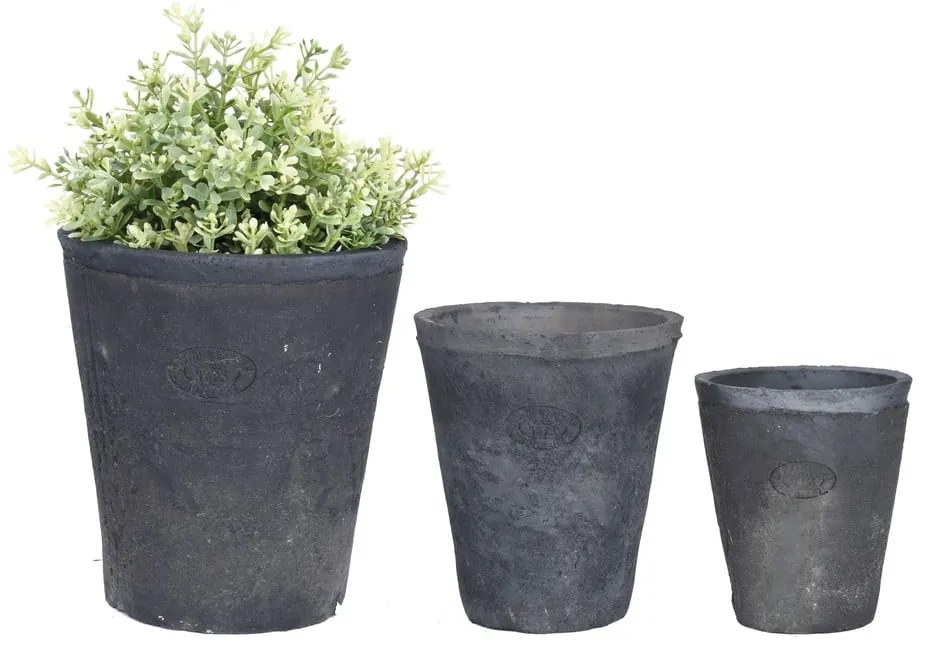 Zestaw 3 szarych doniczek z terakoty Esschert Design