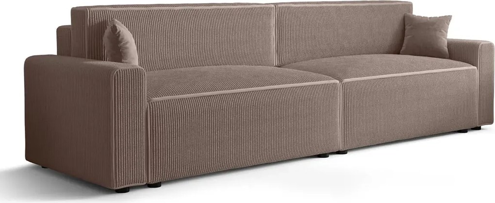 Jasnoróżowa sztruksowa sofa tapicerowana T9-G77