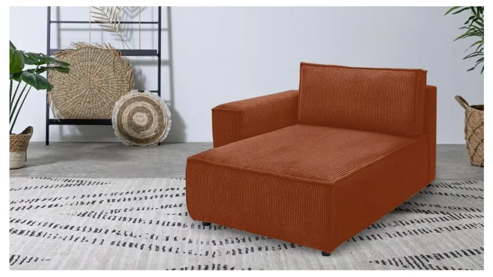 Ceglany sztruksowy moduł sofy (lewostronny) Nihad modular – Bobochic Paris