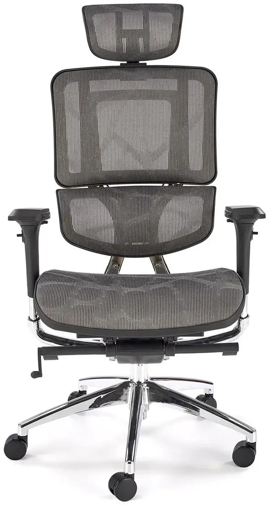 Ergonomiczny obrotowy szary fotel regulowany z zagłówkiem do 150 kg - Tipo