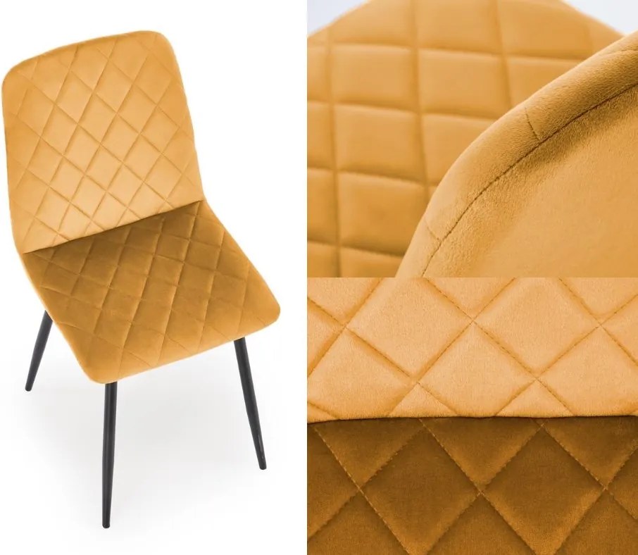 Pikowane krzesło do jadalni K525 Halmar z tkaniny velvetowej