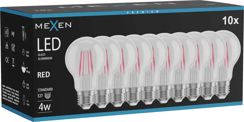 Mexen Vintis 10x żarówka filament LED E27, A60, 4W, 55 lm, red - L150-E27-04XX-45x10