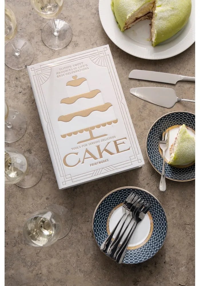 Widelczyki deserowe w biało-srebrnym kolorze ze stali nierdzewnej zestaw The Essentials Cake Tools – Printworks