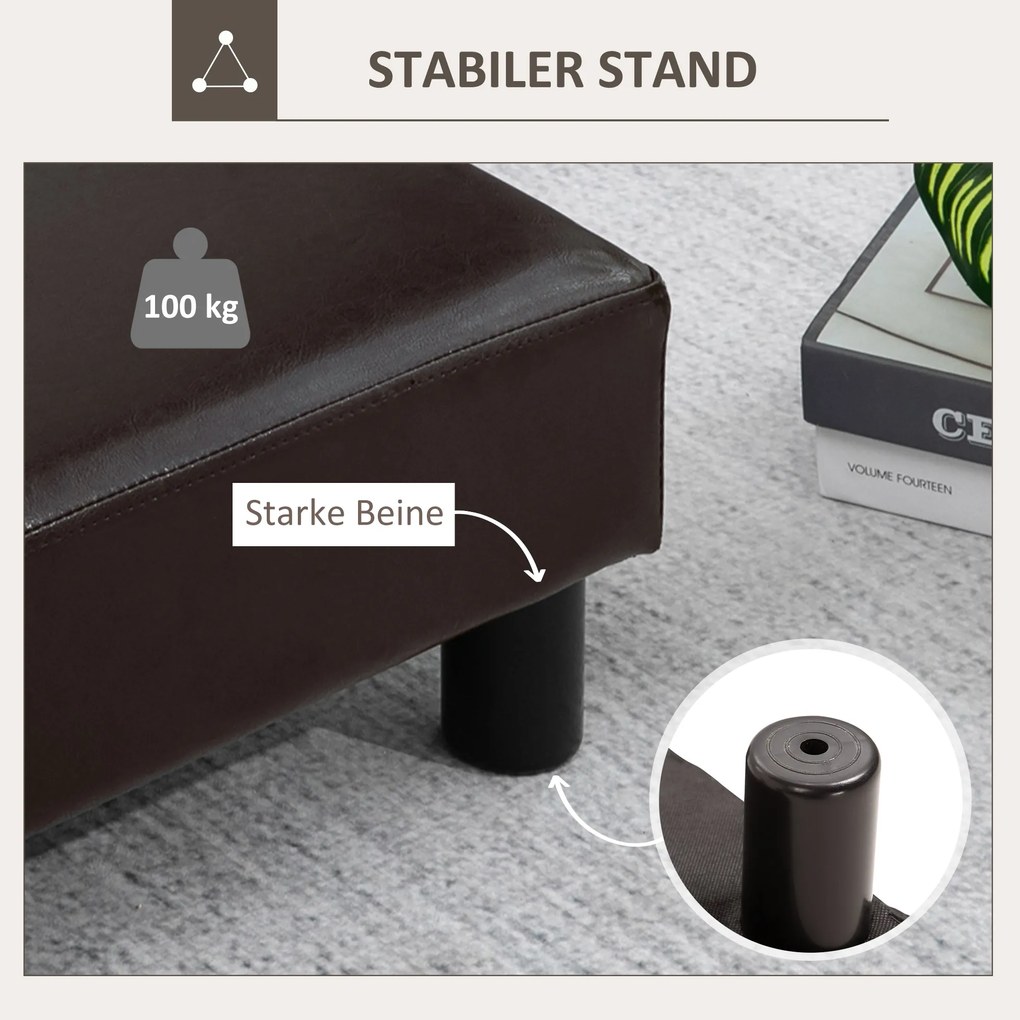 HOMCOM Pufa Elegancka Materiałowa Stołek w Kolorze Brązowym 40x30x24cm | Aosom PL