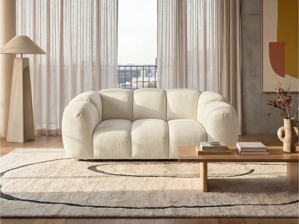 Sofa designerska MALI 2-osobowa, obita tkaniną Puente 06 w kolorze jasnoszarym – model Cloud Design 200 cm – luksusowa sofa z wyściółką HR