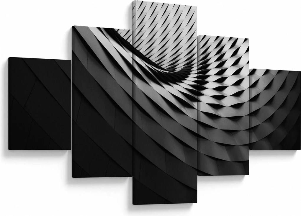 Abstrakcyjny obraz - czarno - biała spirala (125x70 cm)