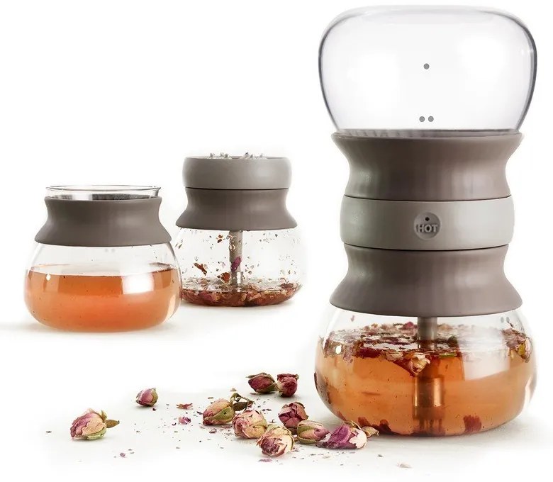 Jasnobrązowy szklany dzbanek do herbaty z sitkiem 500 ml – Lékué