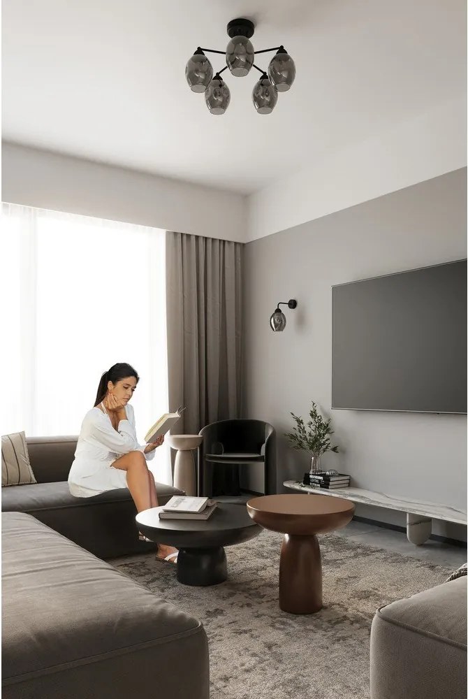 Czarna lampa sufitowa ze szklanym kloszem 59x59 cm Garten – Sollux