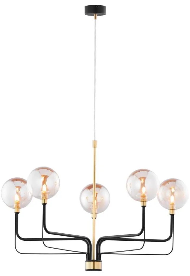 Jupiter 1886 - Żyrandol na lince ERIS 5xG9/14W/230V złoty/czarny/przydymiony beż