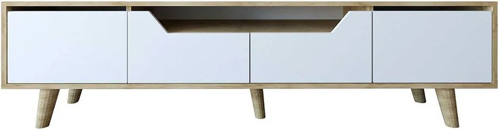 Stolik pod TV – 180 cm – Dąb szafirowy i biały – Płyta wiórowa