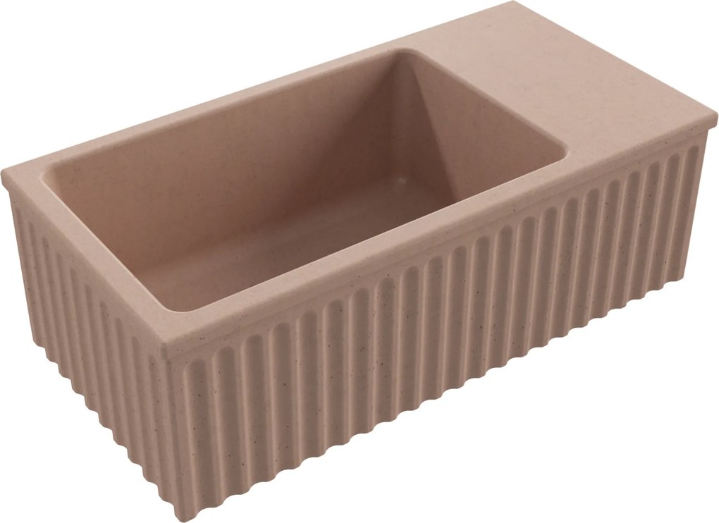 Massi Umywalka betonowa ryflowana nablatowa / wisząca prostokątna 60 x 30 cm WELLE | różne kolory : Kolor - Różowy, Typ montażu - nablatowa