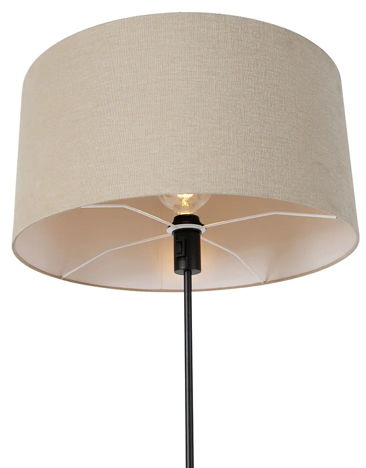Lampa podłogowa czarna regulowana z abażurem w kolorze jasnobrązowym 50 cm - ParteDesignerski Oswietlenie wewnetrzne