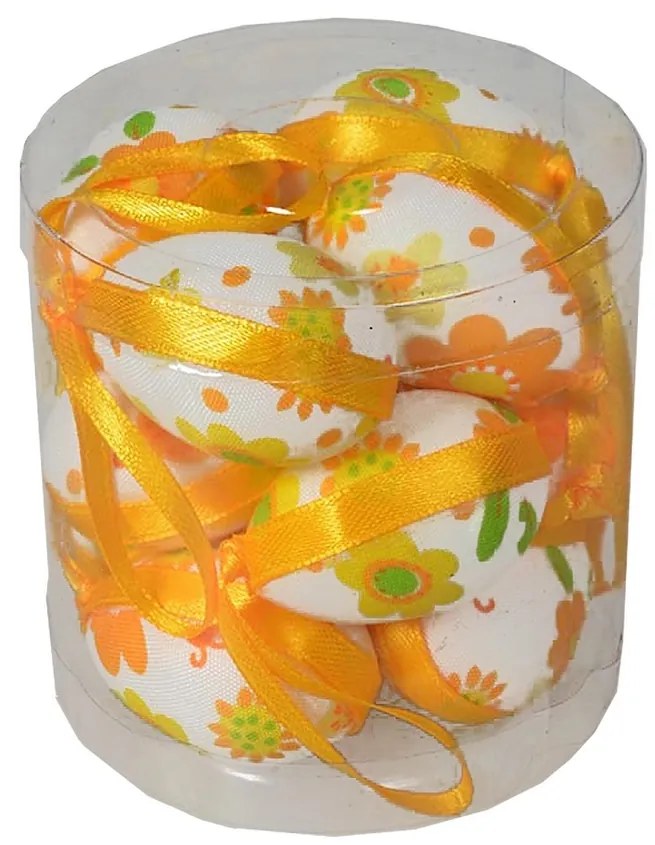 Zestaw wielkanocnych jajek wzór żółty kwiat,wysokość 4 cm,  12 sztuk w opakowaniu